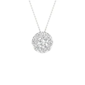 14K White Gold Lab Grown Round Diamond Necklace