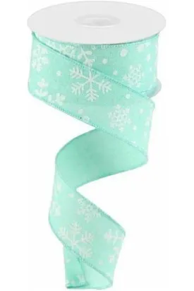 1.5" Snowflake Ribbon: Mint Green (10 Yards)