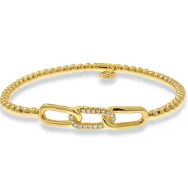 18K YELLOW GOLD DIAMOND LINK STRETCH BRACELET .10CT