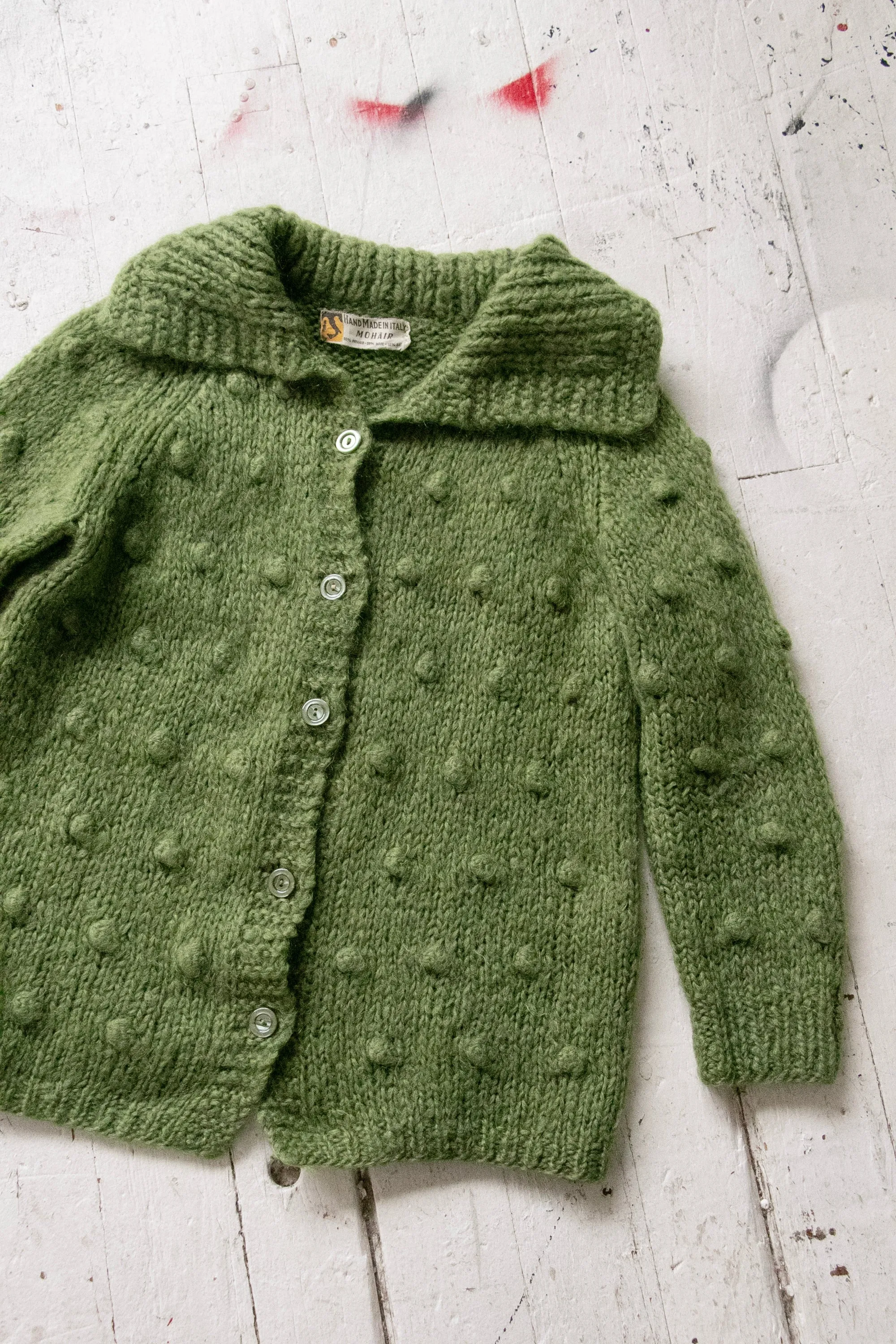 1960s Sweater Wool Fuzzy Chunky Knit Cardigan