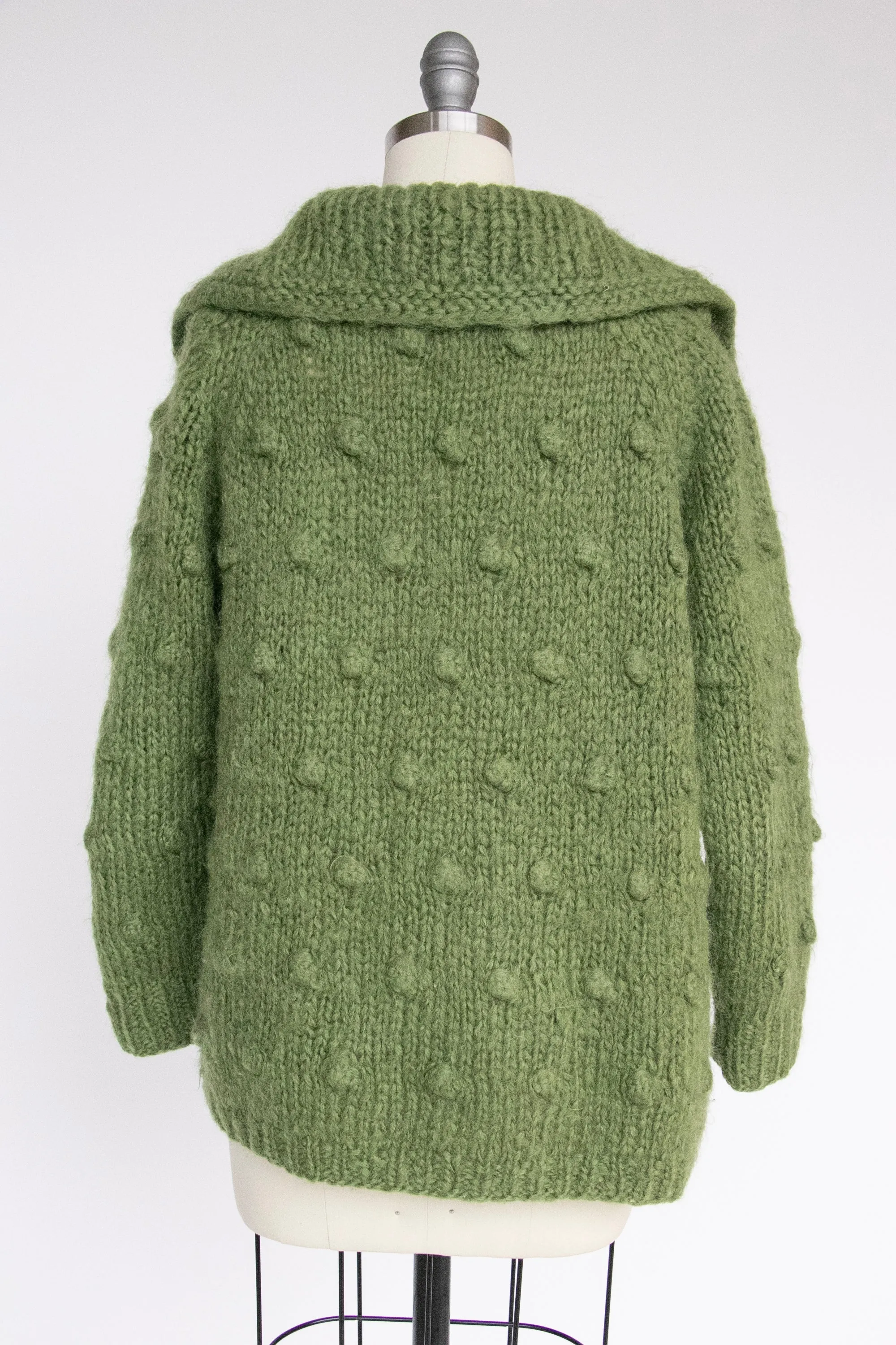 1960s Sweater Wool Fuzzy Chunky Knit Cardigan