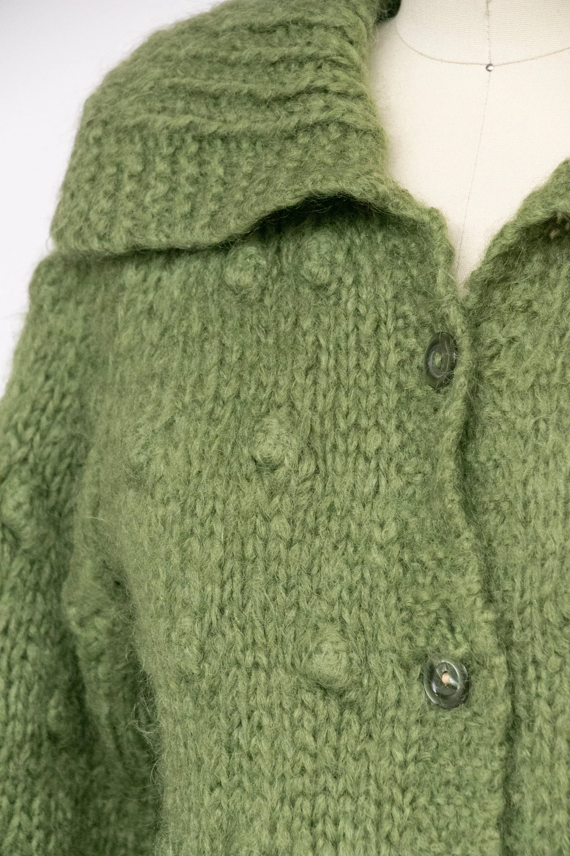 1960s Sweater Wool Fuzzy Chunky Knit Cardigan