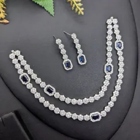 Aamrapali Silver Plated AD Necklace Set