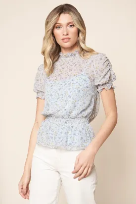 Alexandria Floral Puff Short Sleeve Blouse