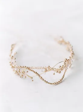 AMIRA | Crystal and Gold Pearl Wedding Crown