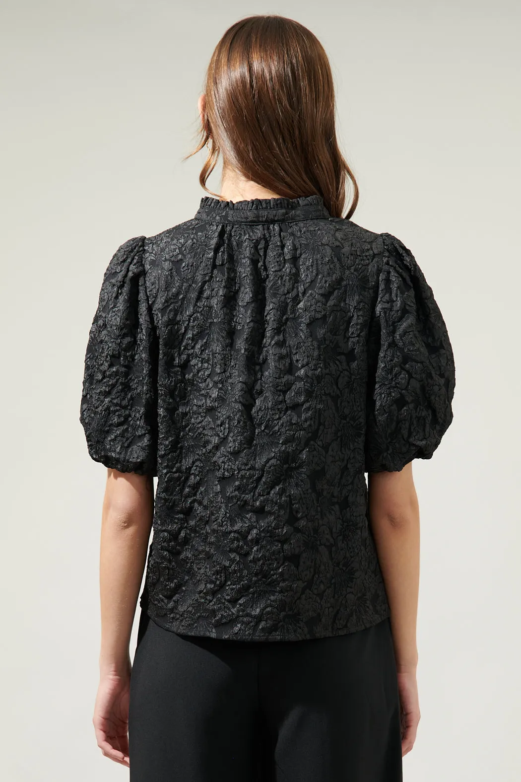 Arielle Jacquard Split Neck Top