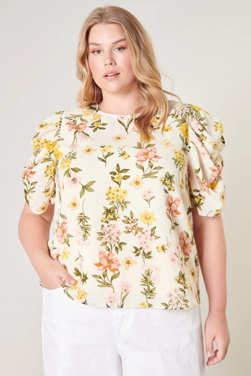 Ashlynn Floral Puff Sleeve Blouse Curve