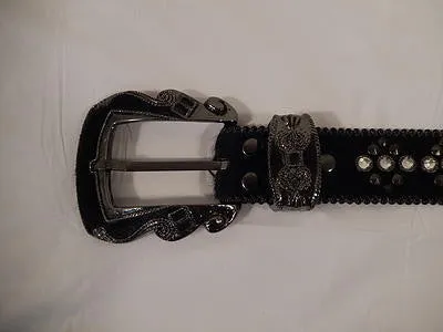 b.b. Simon Black Pony Hair Crystal Belt