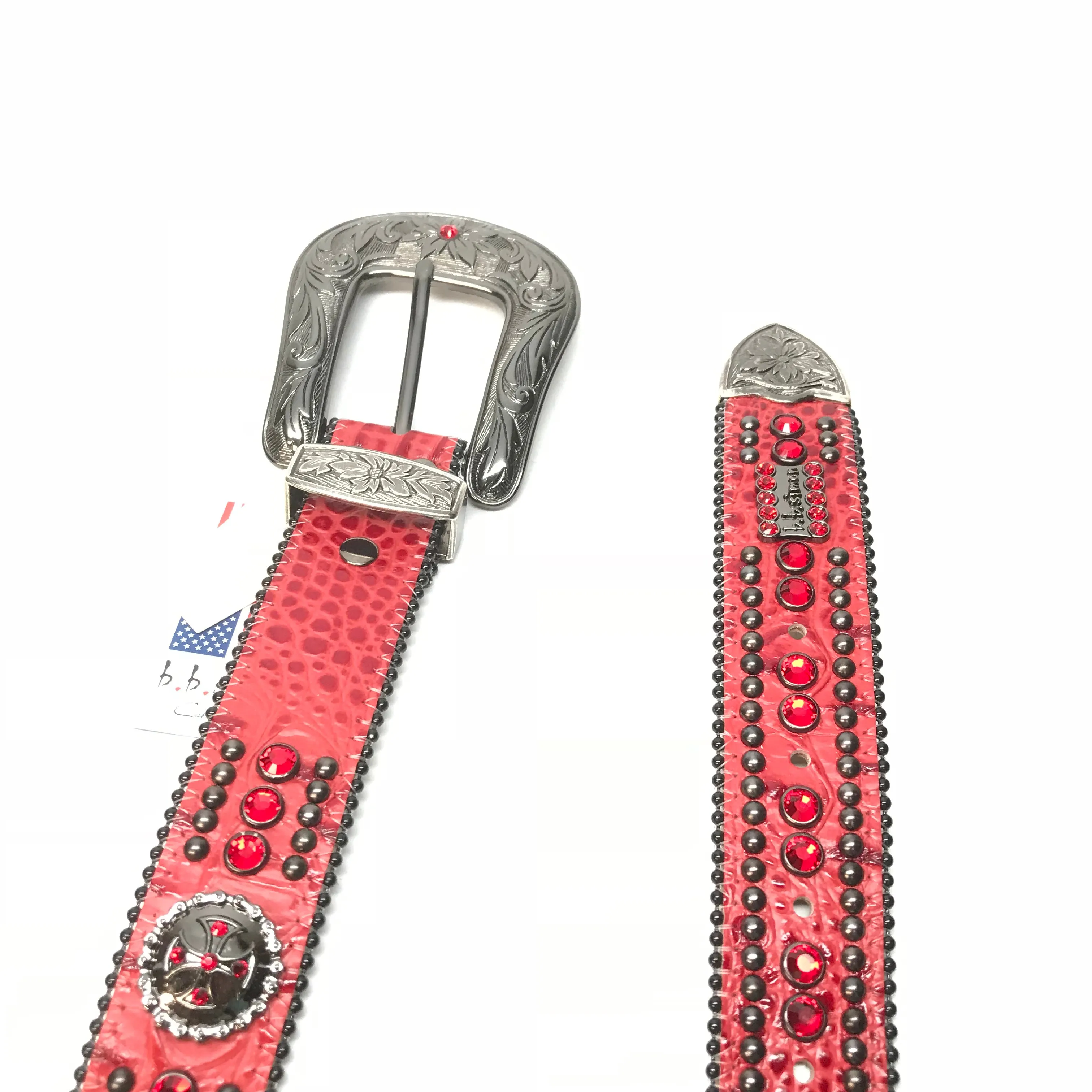 b.b. Simon 'Blood Red Double Studded' Crystal Belt