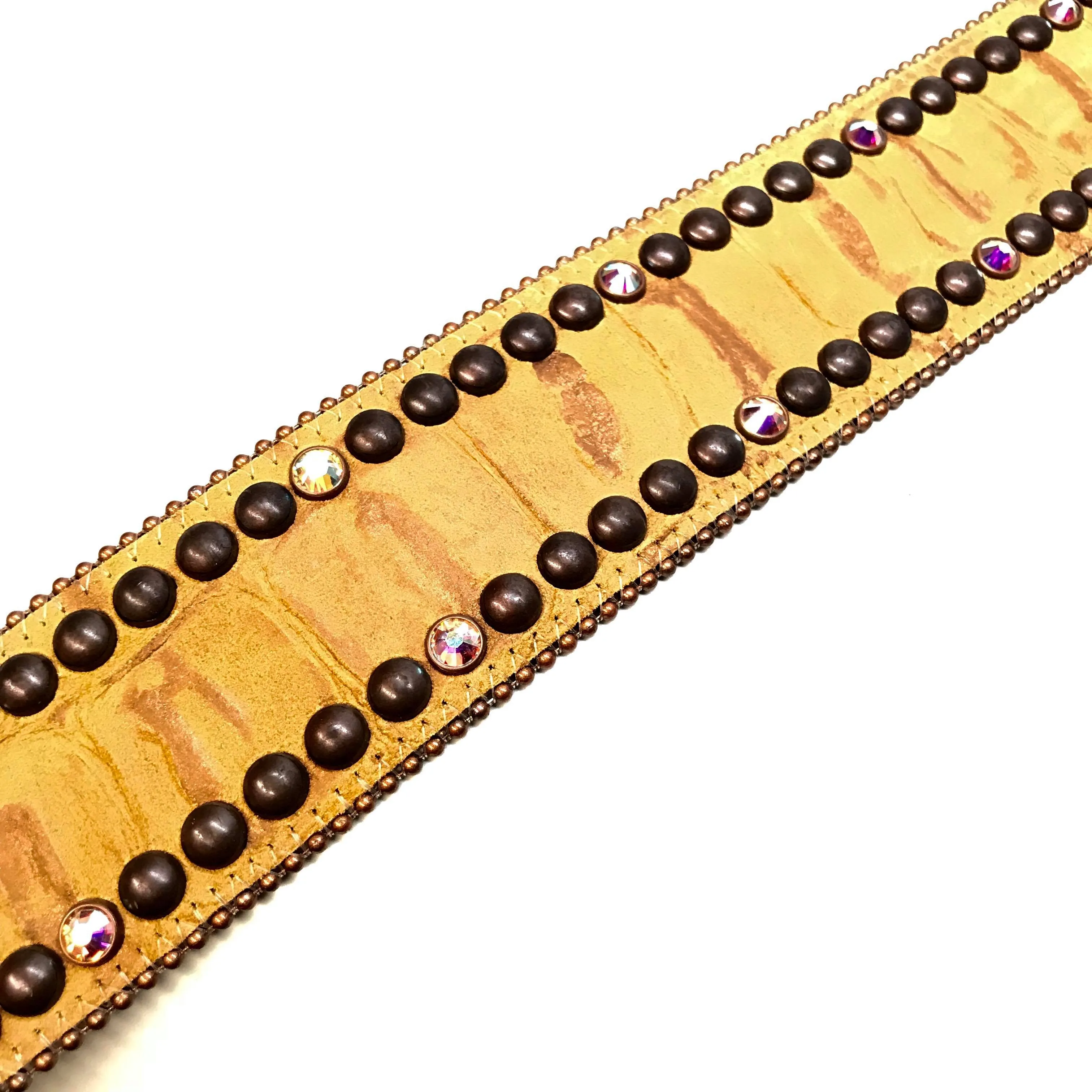 b.b. Simon 'Bronze Studded' Thick 2.5" Crystal Belt