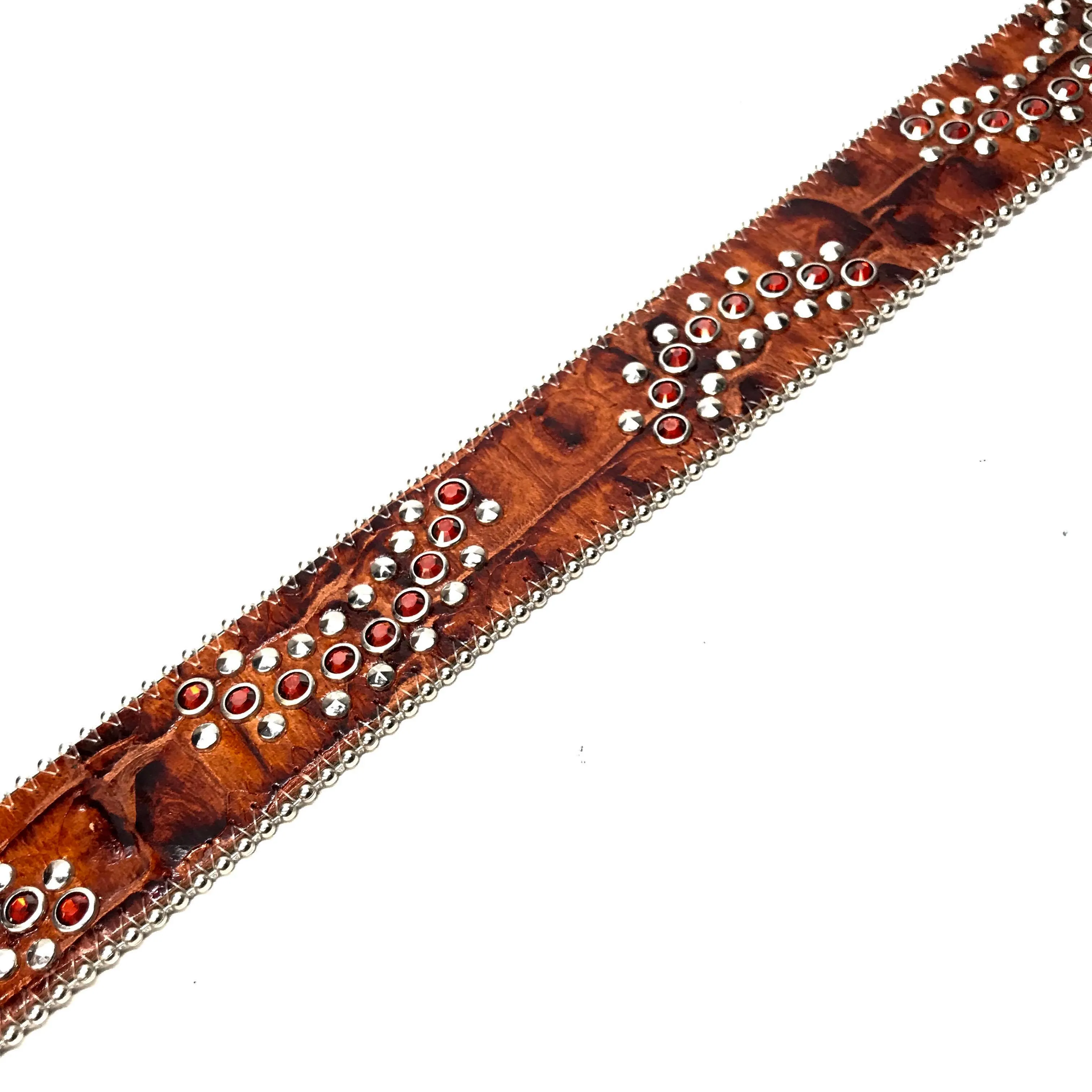 b.b. Simon 'Cognac Croc' Crystal Belt