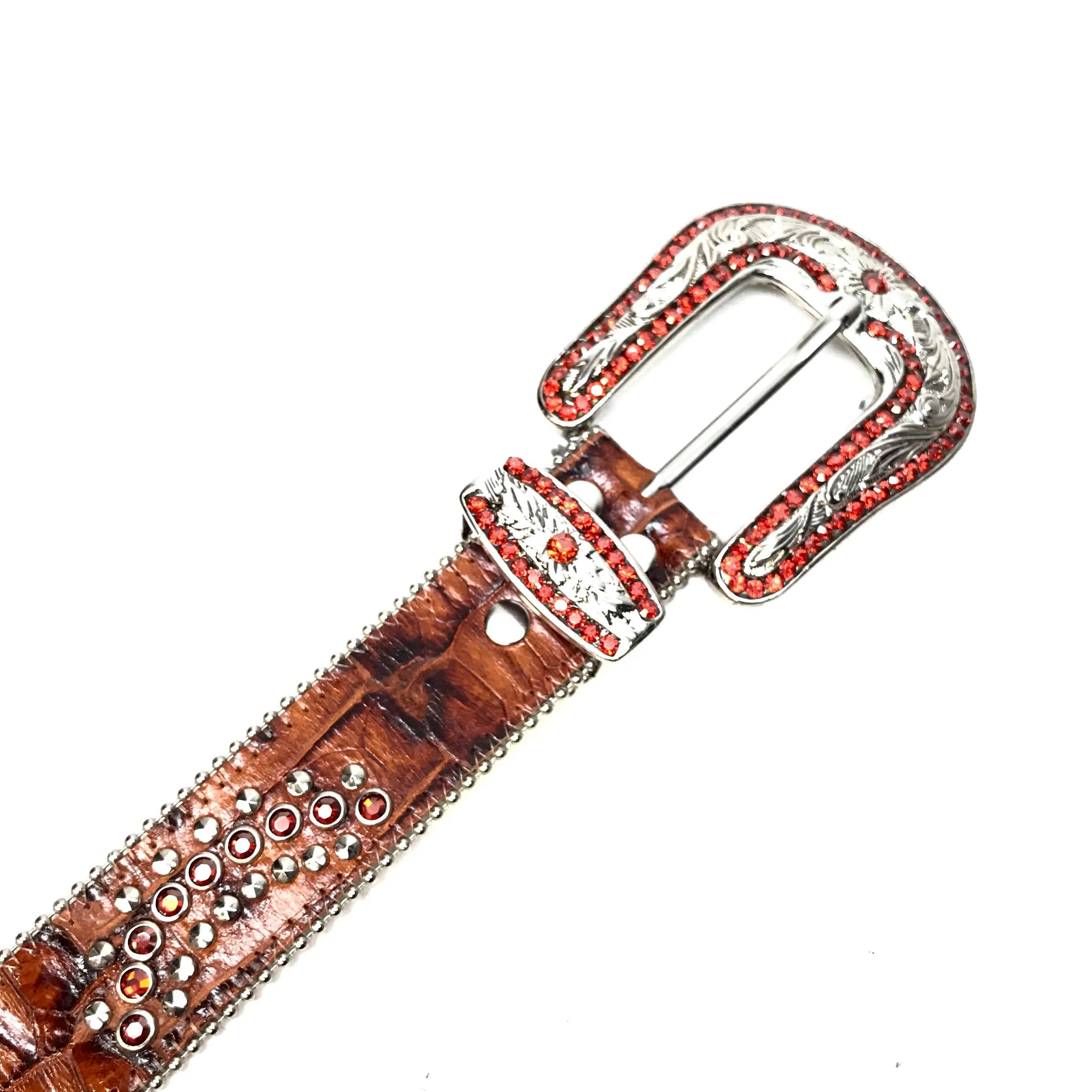 b.b. Simon 'Cognac Croc' Crystal Belt