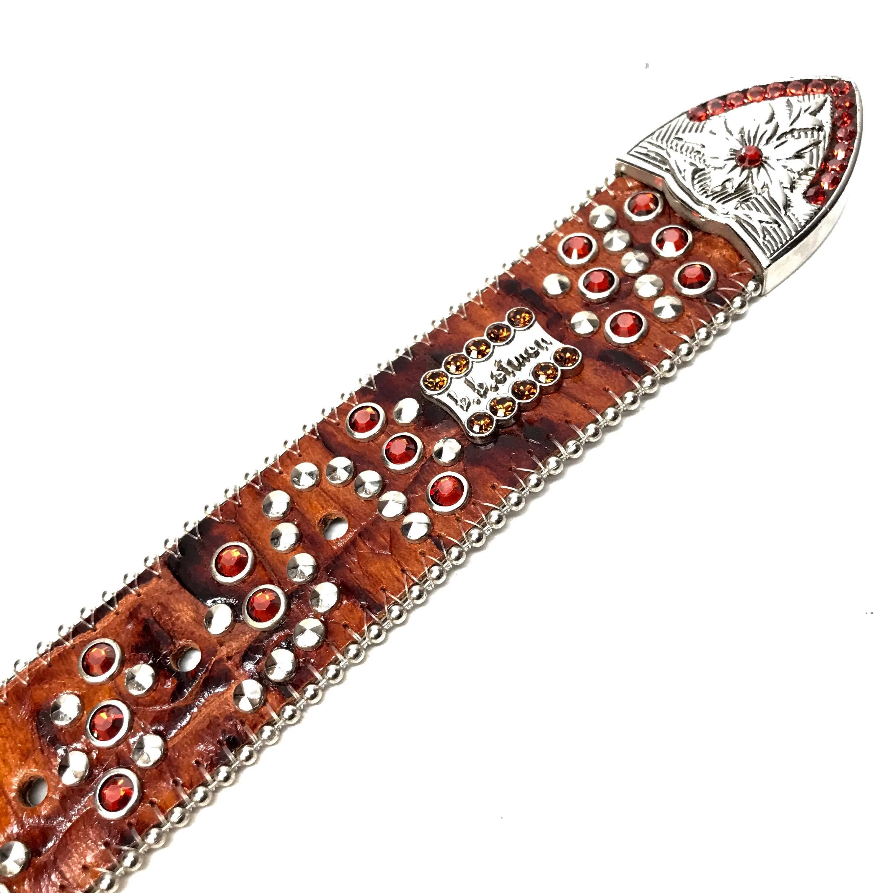 b.b. Simon 'Cognac Croc' Crystal Belt