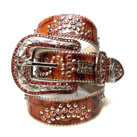 b.b. Simon 'Cognac Croc' Crystal Belt