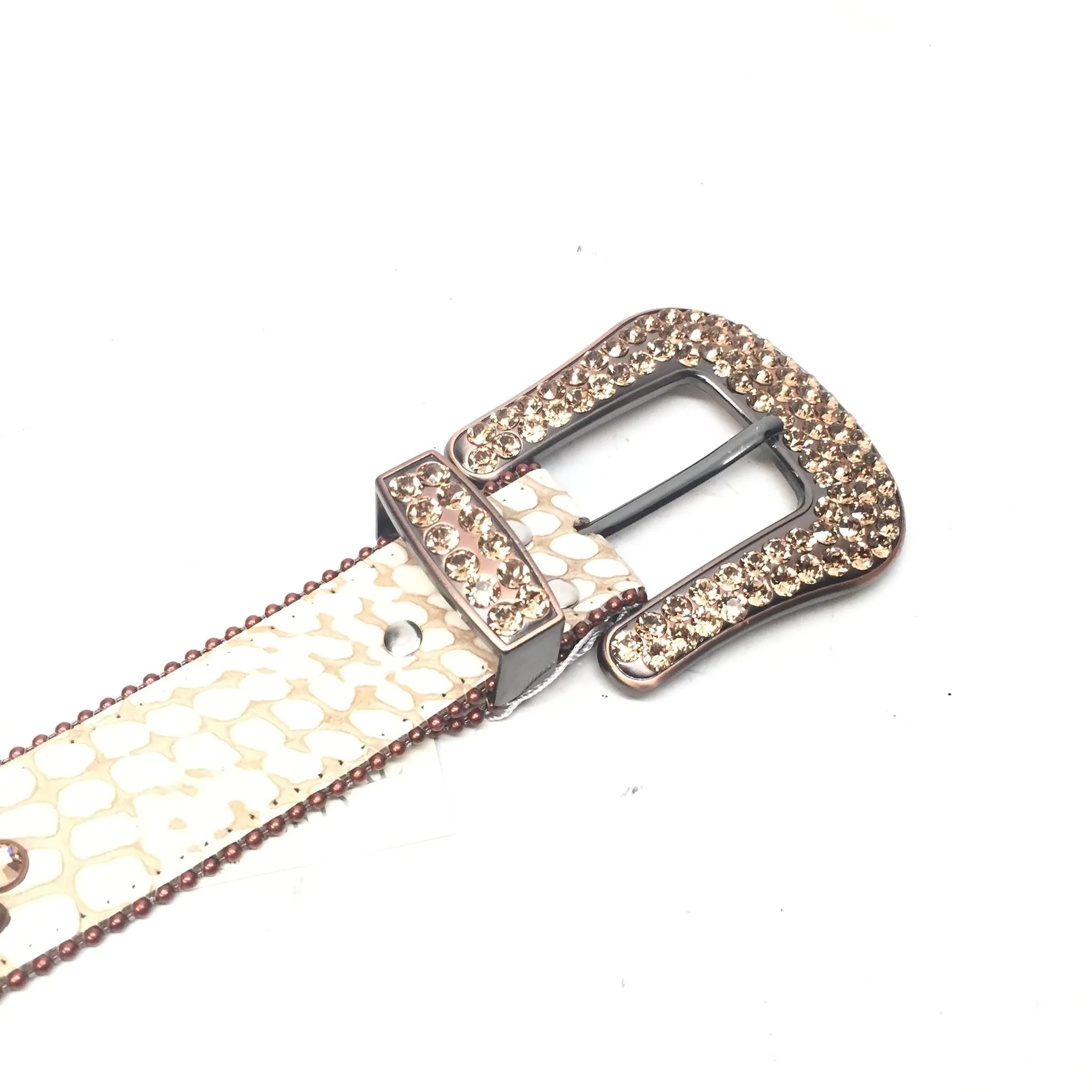 b.b. Simon Fully Loaded 'Cream Gator' Crystal Belts