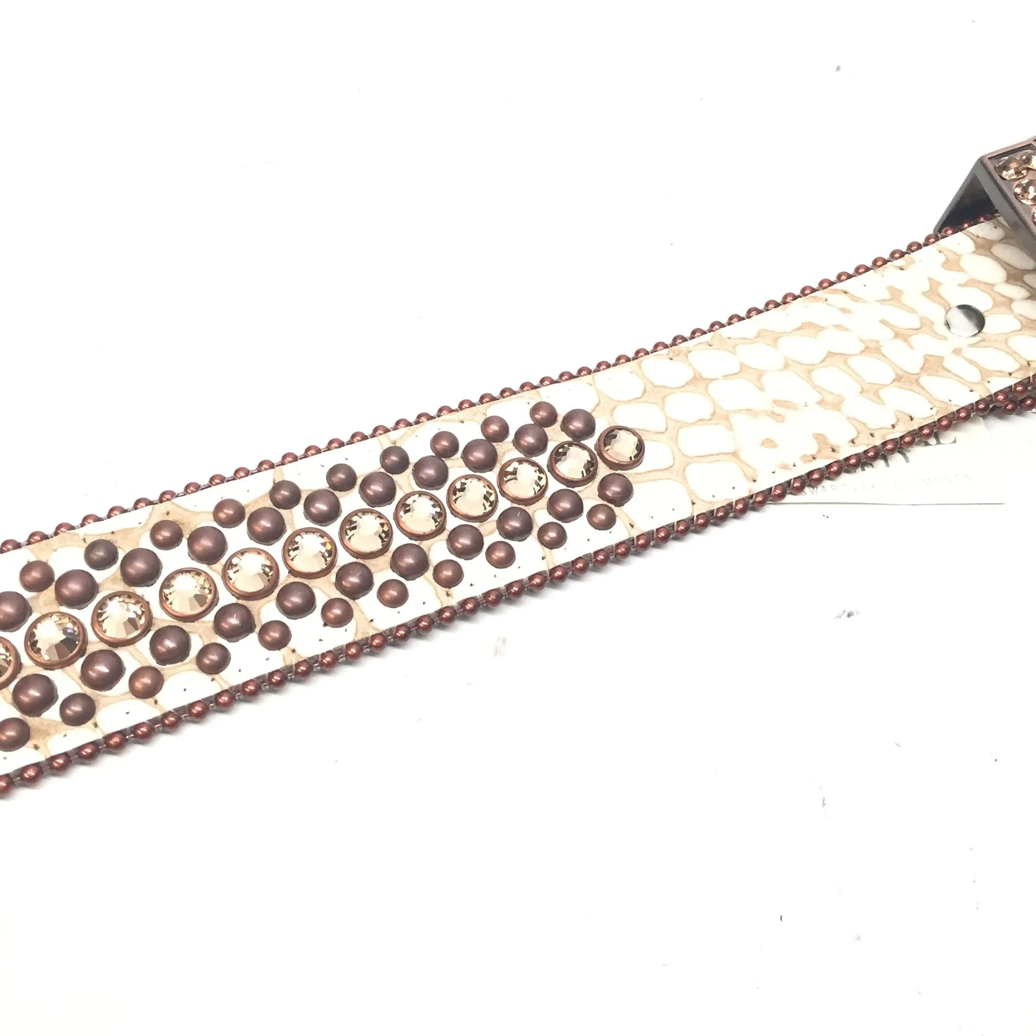 b.b. Simon Fully Loaded 'Cream Gator' Crystal Belts