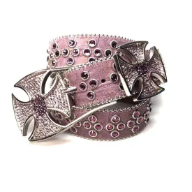 b.b. Simon Leather Cross Pattée Crystal Belt