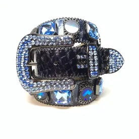 b.b. Simon 'Midnight Navy' Big Block Patent Python Crystal Belt