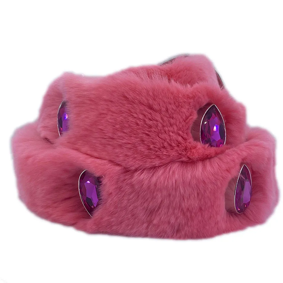 b.b. Simon Pink Fur Purple Crystal Belt