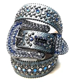 b.b. Simon Sea Blue Two Tone Crystal Belt