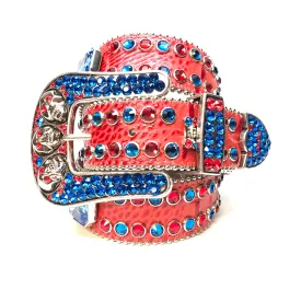 b.b. Simon Skull Red Blue Double Row Belt