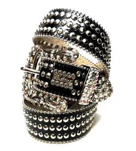 b.b. Simon 'Triple Studded' Patent Crystal Belt