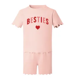 Besties Love Hearts Rib T-shirt & Short Set