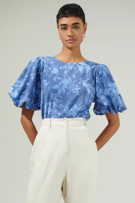 Borage Floral Bubble Sleeve Blouse