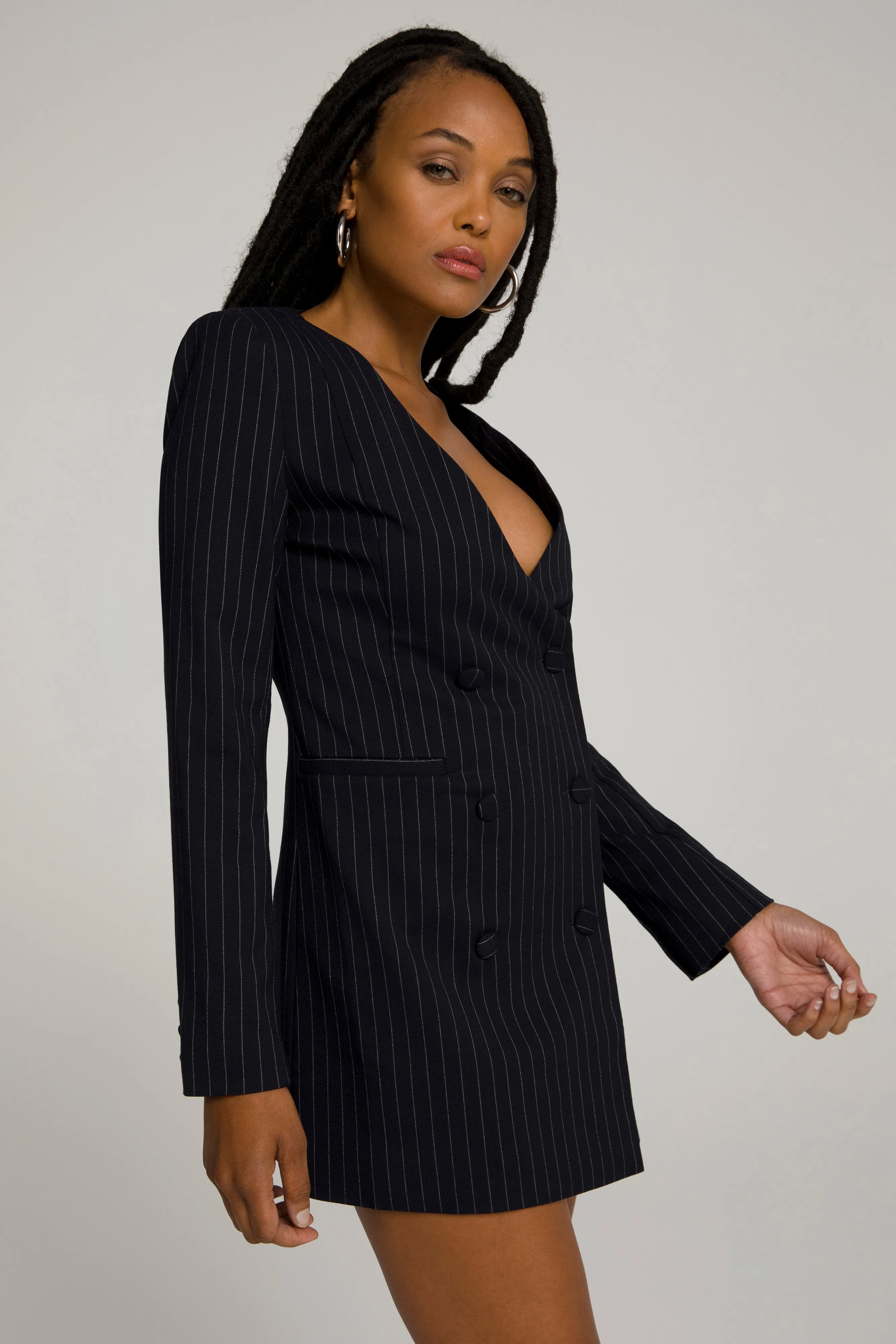 BOSS BLAZER DRESS | PINSTRIPE001