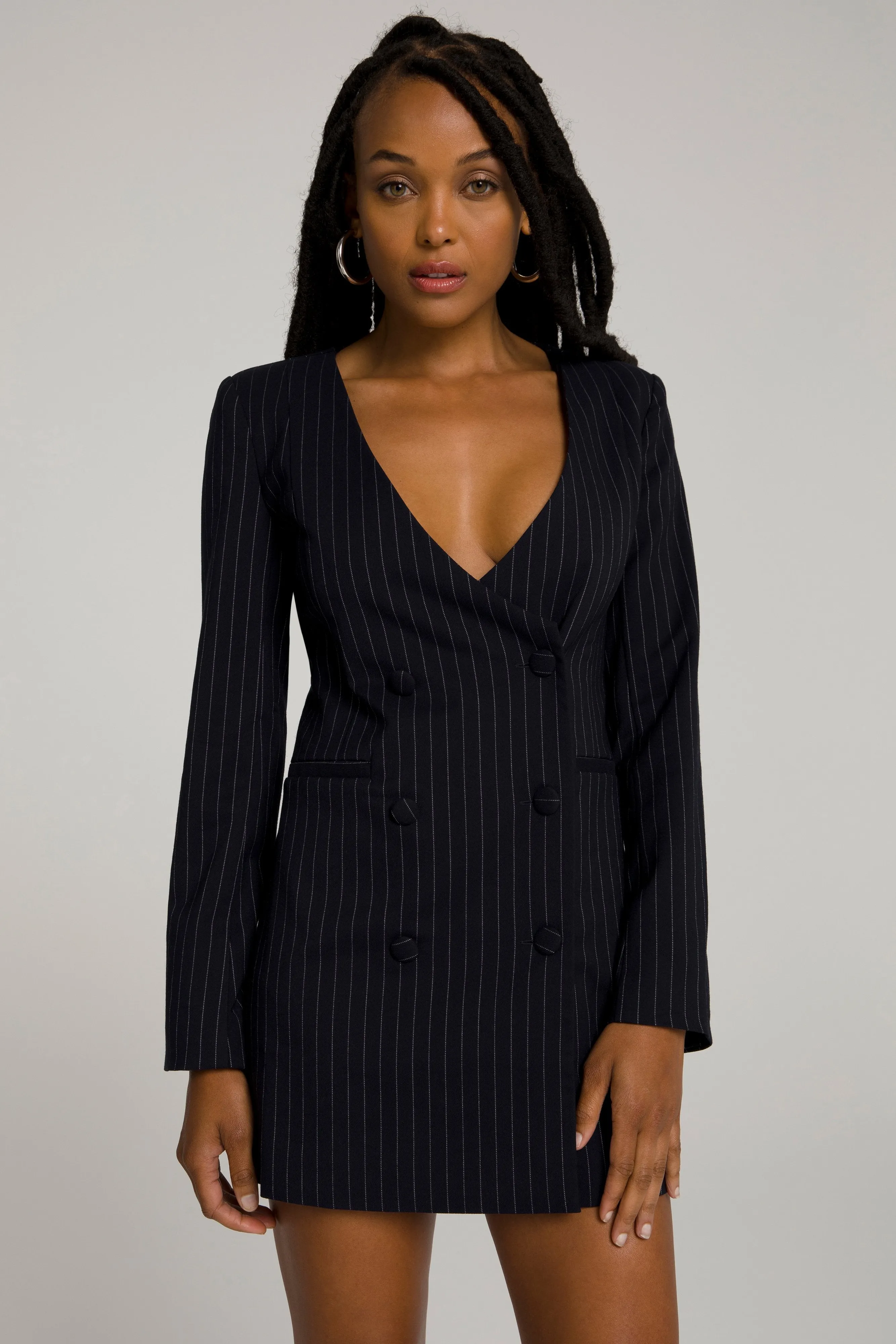 BOSS BLAZER DRESS | PINSTRIPE001