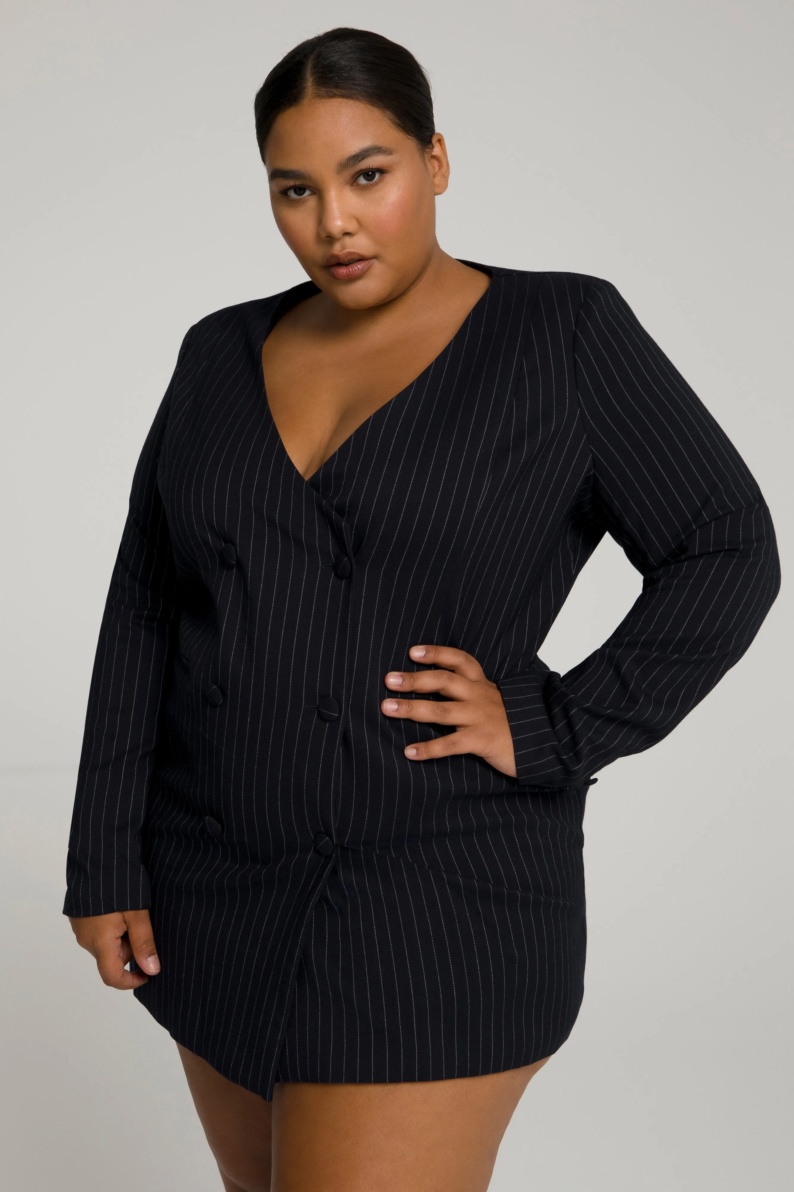 BOSS BLAZER DRESS | PINSTRIPE001