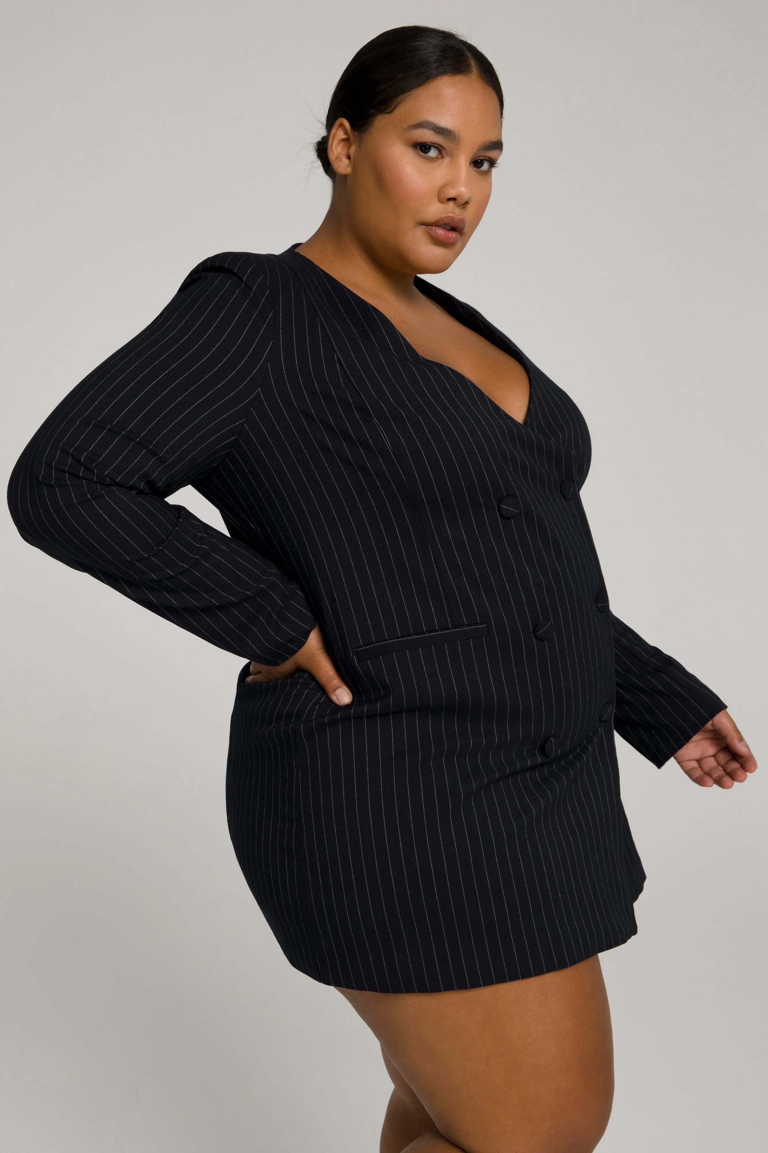 BOSS BLAZER DRESS | PINSTRIPE001