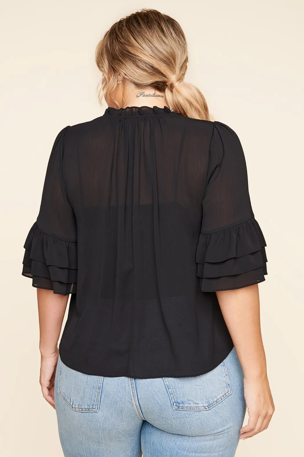 Break Room Ruffle Blouse Curve