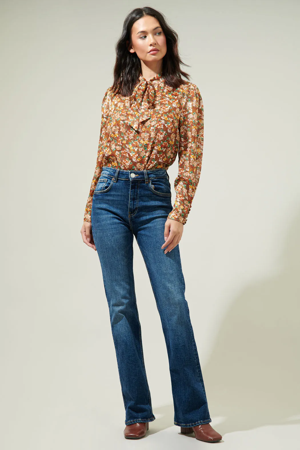 Candice Floral Rush Hour Bow Tie Blouse