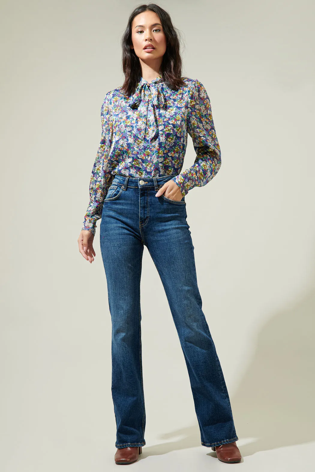 Candice Floral Rush Hour Bow Tie Blouse