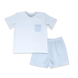 Charlie Short Set | Blue Seersucker (2T)