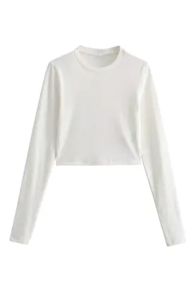 'Christy' Long Sleeve Cropped T-Shirt (2 Colors)