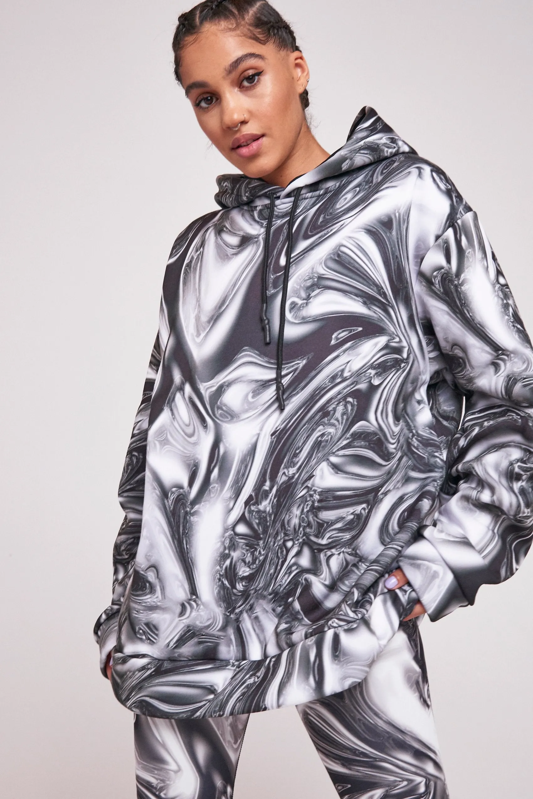 Chrome Print Oversized Hoodie