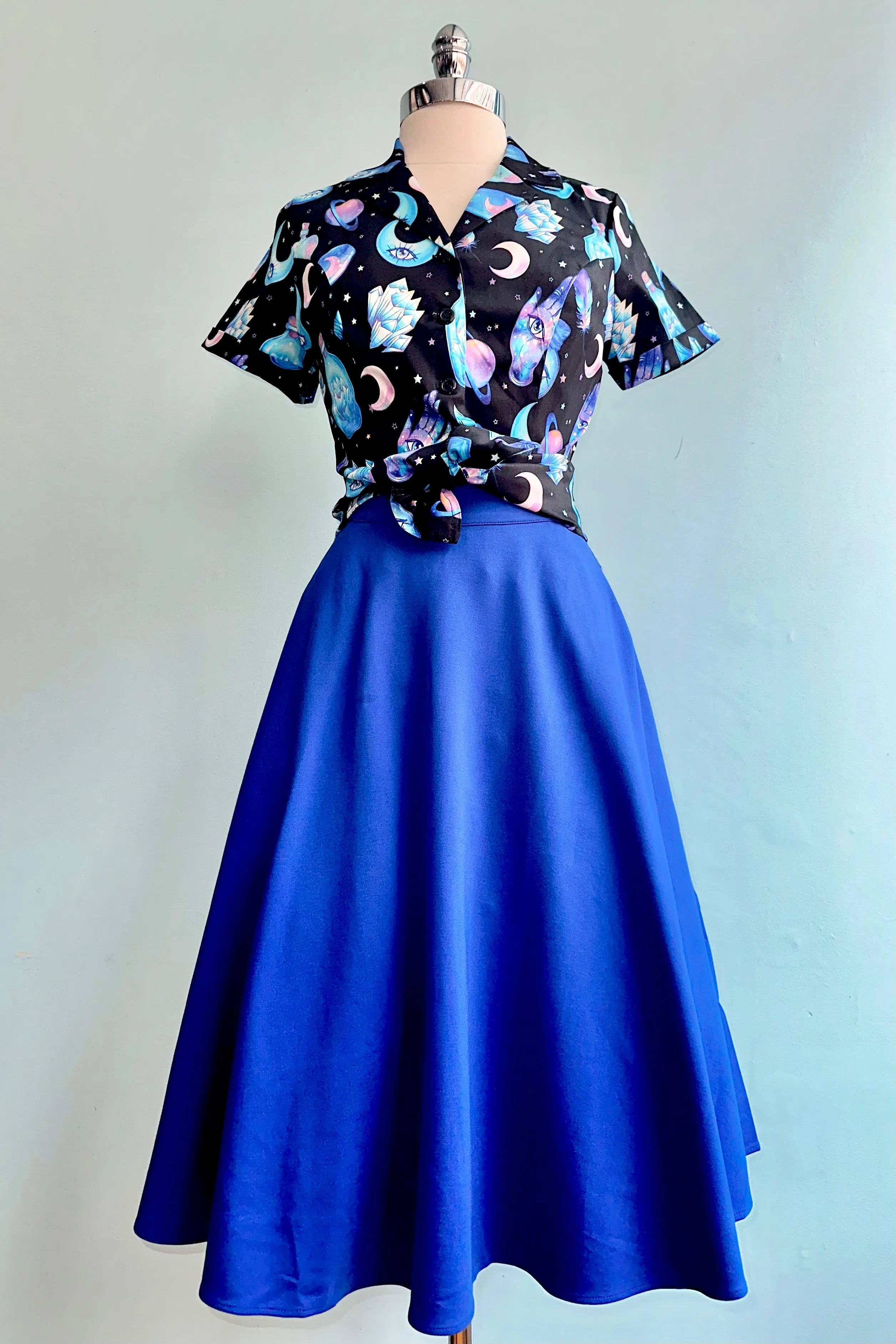 Cobalt Blue Jersey Charlotte Skirt by Retrolicious