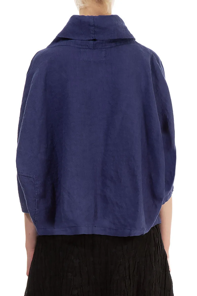 Cowl Neck Blue Violet Linen Blouse