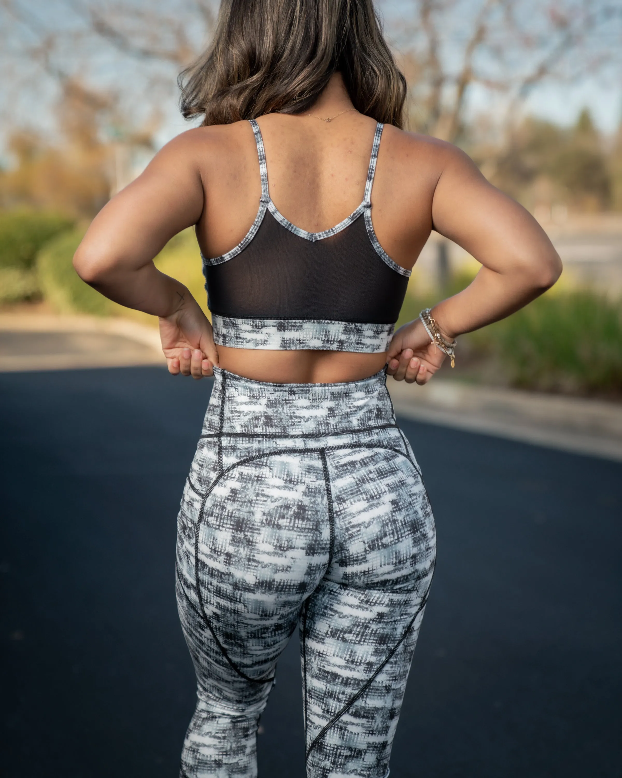 Devine Mesh Sports Bra - Digital Plaid