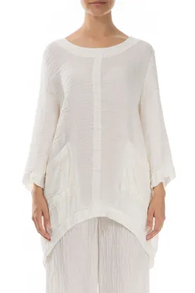 Evergreen Longer Back Crinkled Off White Tunic