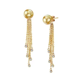 Golden South Sea Pearl Diamond Siren Dangle Earrings