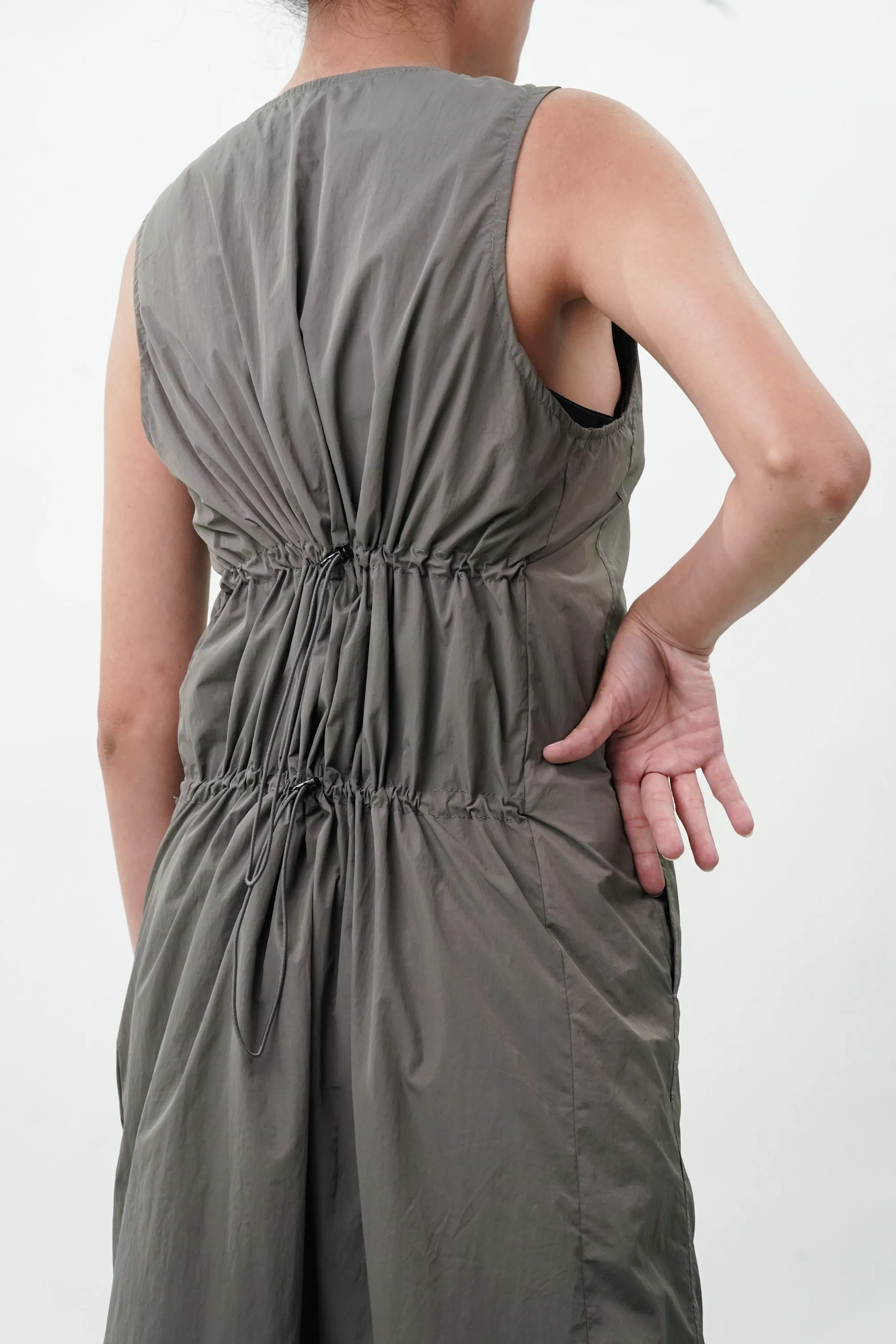 Grey Teak Double Slider Zipper Vest Dress