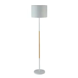 LAMP FLOOR-WHITE WOOD-WHITE FABRIC SHADE 150cm H