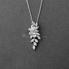 Marquise Flower Vine CZ Pendant Necklace