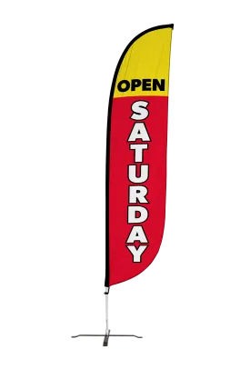 Open Saturday Feather Flag