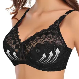 PIN GROUPS Women Push Up Lace Bra Fashion Embroidery Bra Thin Bralette Underwear Lingerie Tops Cd Cup Brasieres Female Intimates Plus Size