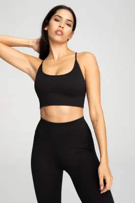 SEAMLESS RIBBED BRA | BLACK001