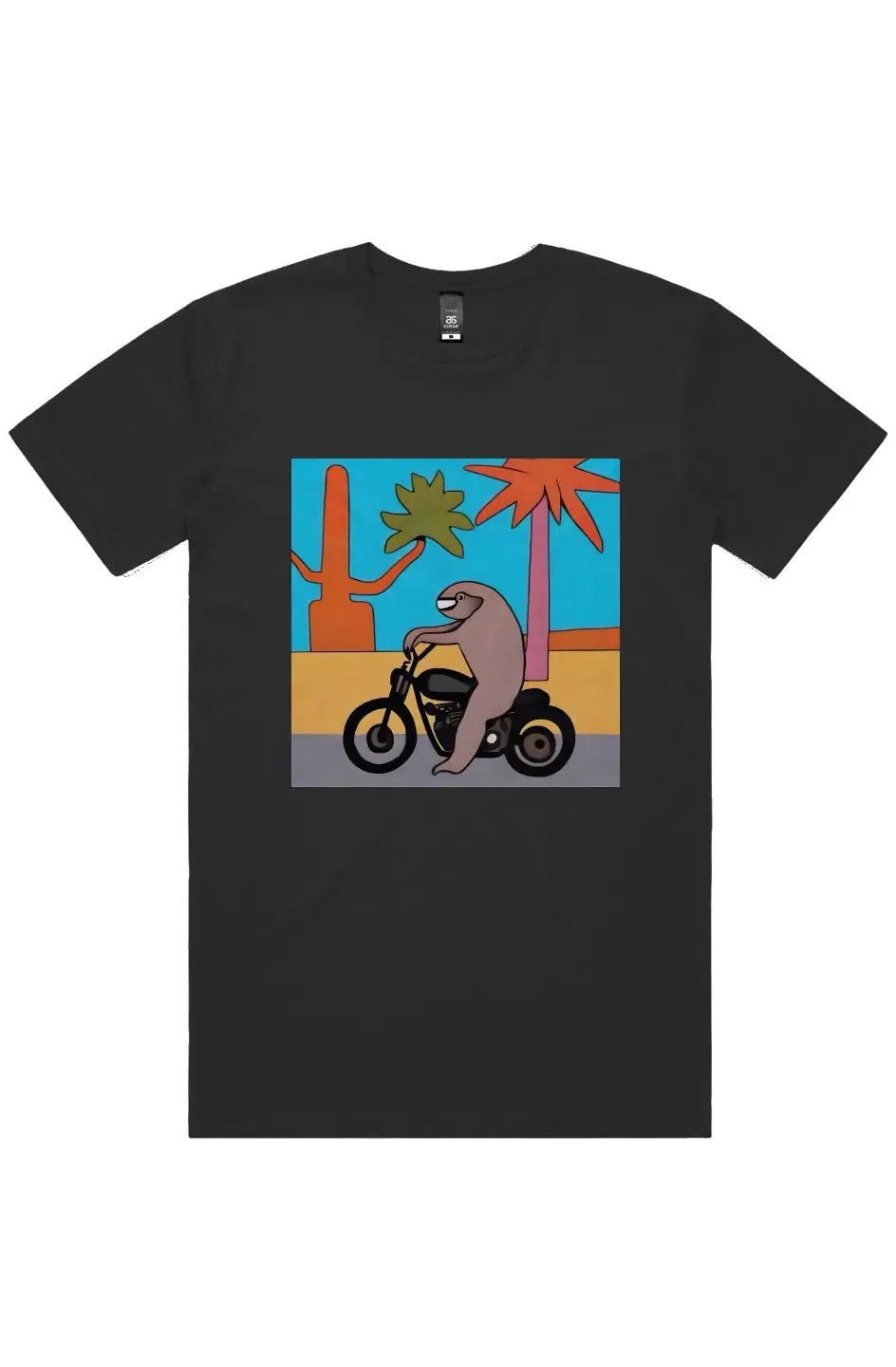 Sloth on Motorcycle Short Sleeve Staple T-Shirt